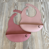 Silicone Feeding Bibs - Dusky Pink & Deep Rose 2 Pack