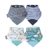 Dino & Stars Neckerchew - Teething Dribble Bib 4 Pack