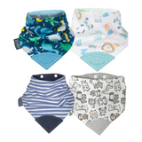 Stripes and Animals Neckerchew - Teething Dribble Bib 4 Pack