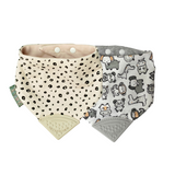Leopard & Panda Neckerchew - Teething Dribble Bib 2 Pack