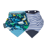 Dino & Stripes Neckerchew - Teething Dribble Bib 2 Pack