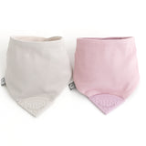 Biscuit and Dusky Pink Neutral Neckerchew - Teething Dribble Bib 2 Pack