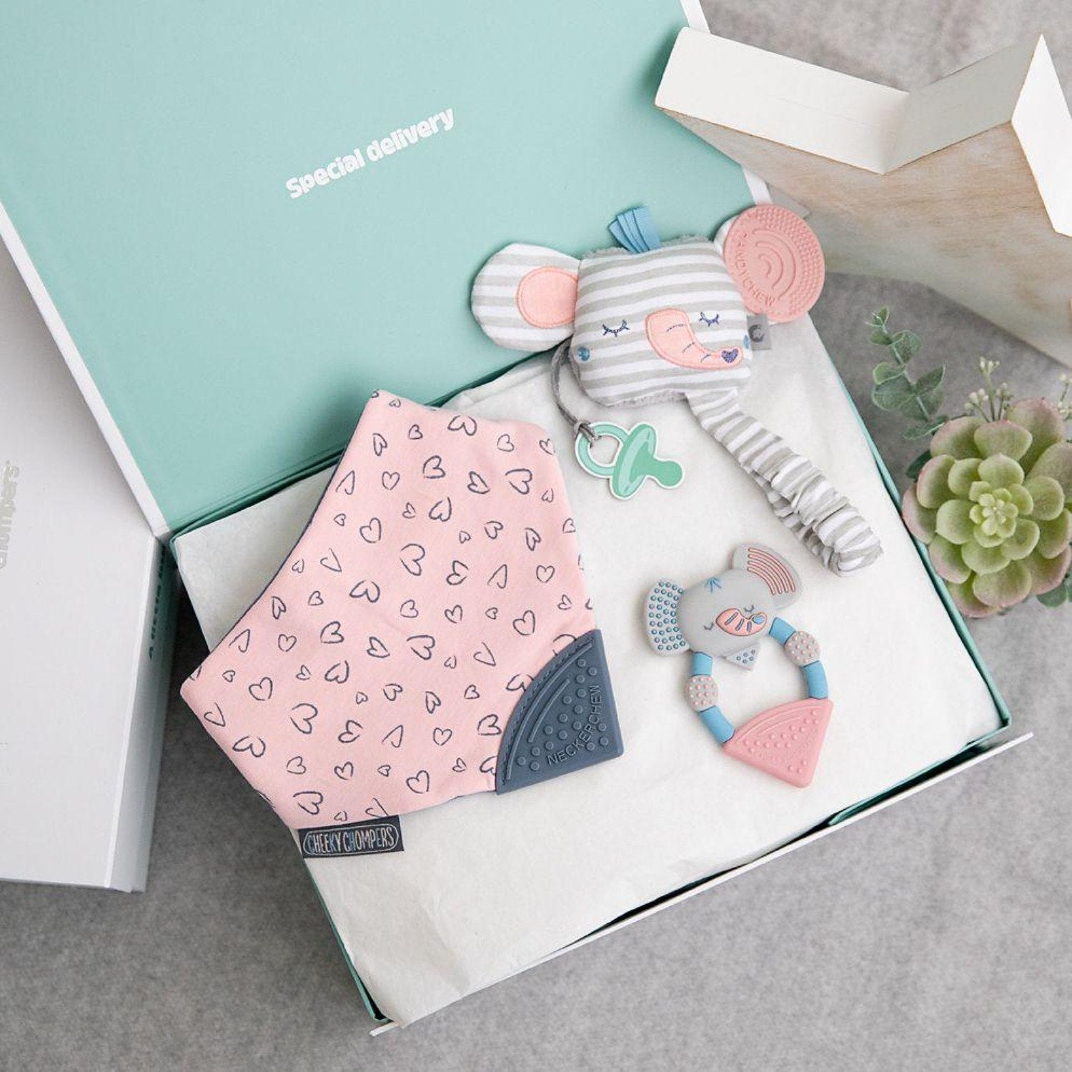 Darcy The Elephant Teething Baby Gift Set - Cheeky Chompers