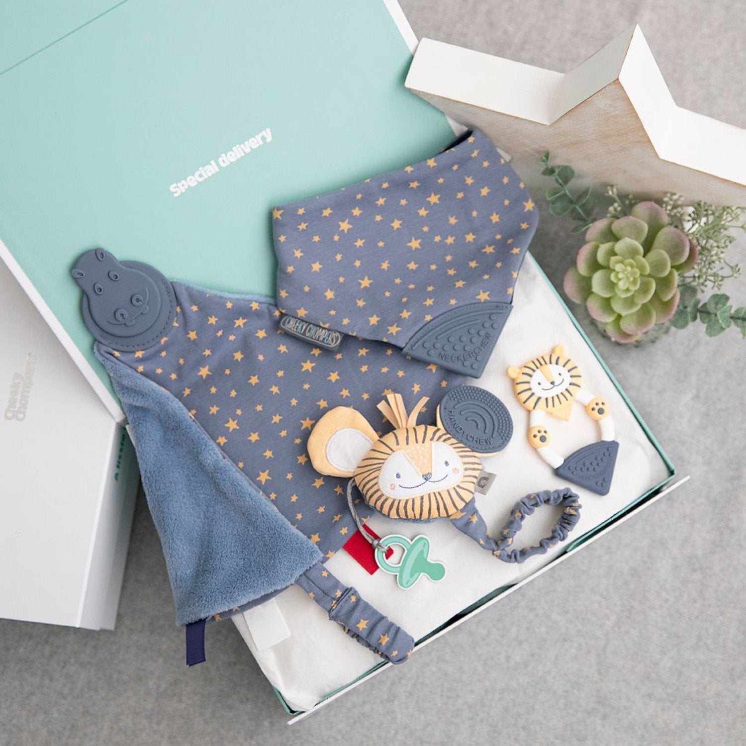 Midnight Stars Comfort & Chew Teething Baby Gift Set - Cheeky Chompers