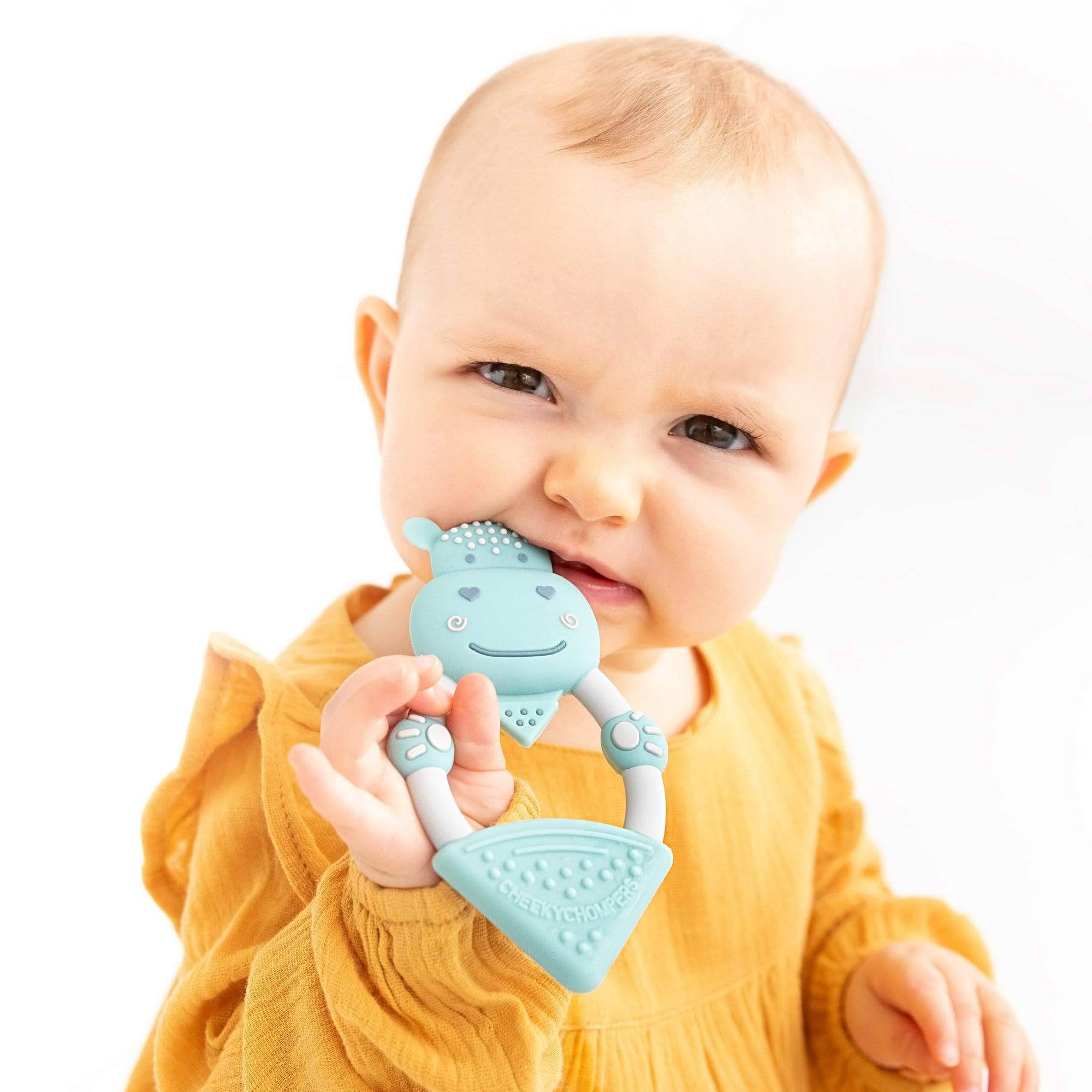 Chewy the Hippo Teether - Textured Baby Teether - Cheeky Chompers